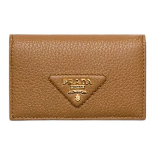 PRADA Коровья кожа Держатель для карт Женский CAMEL