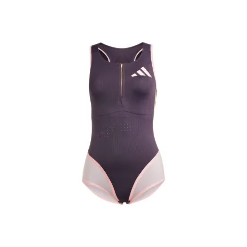 Adidas Adizero LEOTARD Короткий рукав Комбинезон Женский Черный Фиолетовый