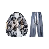 Set (Watercolor Paint Shirt + Dark Blue Jeans)  
Комплект (Акварельная краска Рубашка + Темно-синие Джинсы)