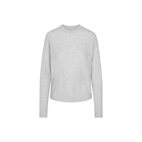 SKIMS Т-рубашка с оборванными плечами женская светло-меланжевый GREY светло-серый