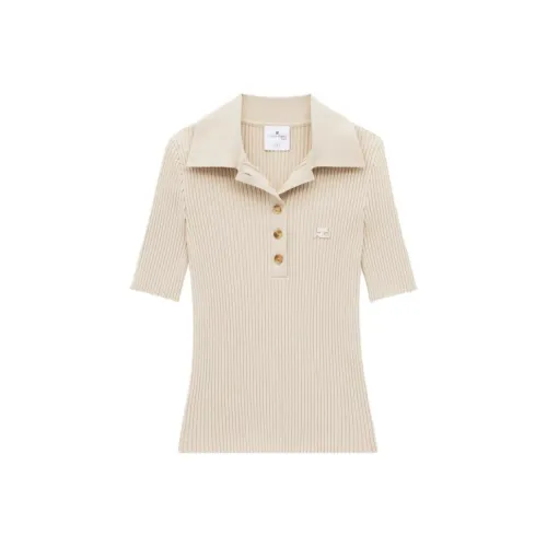 COURREGES SS24 Ribbed Knit Polo Женское Песочный Песочный