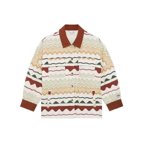 LINING Sports trend series Секвойя Коричневый Джемово-красный Комбинированный цвет Полный принт Женские рубашки