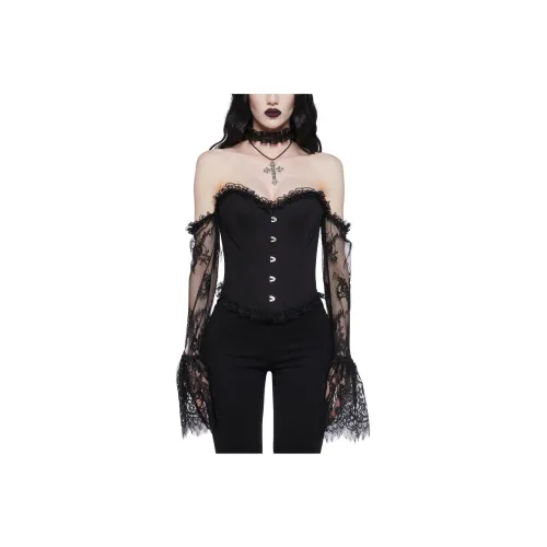 Dolls Kill Widow Wonderous Illusions CORSET Майка Топ Женская Черный Черный