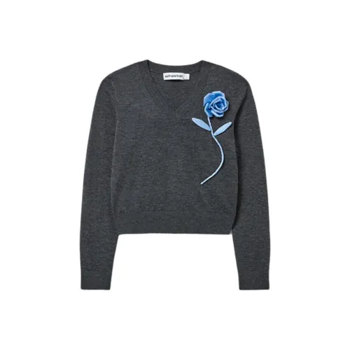 Self Portrait Sweater Women's Gray CLASH Blue