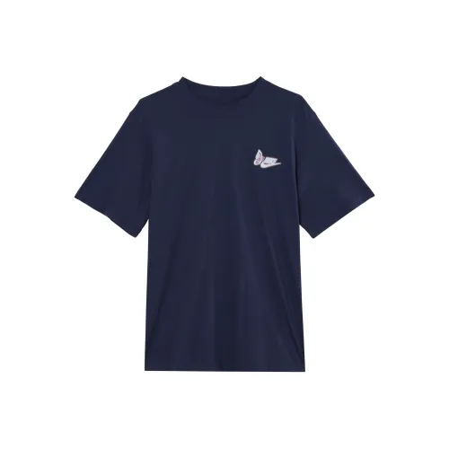 Nike Рукав с оборванным плечом T-рубашка Женская Темно-синий