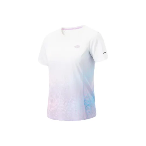 LINING Реглан-рукав Т-рубашка Женская Стандартная Белая Верошиний Фиолетовый