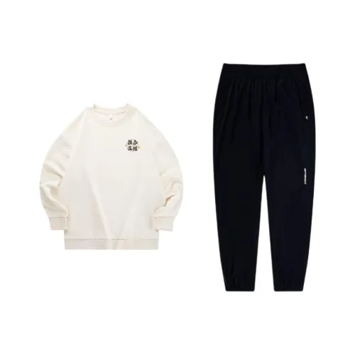 QIAODAN Комплект толстовки унисекс кремово-белый