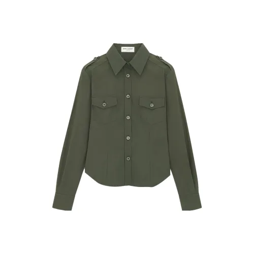 SAINT LAURENT Рубашка Женская Хаки