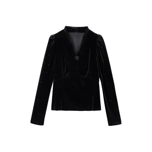 KAQIANWEN Черные Женские Рубашки