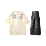 Комплект (абрикосовый топ+черные брюки)