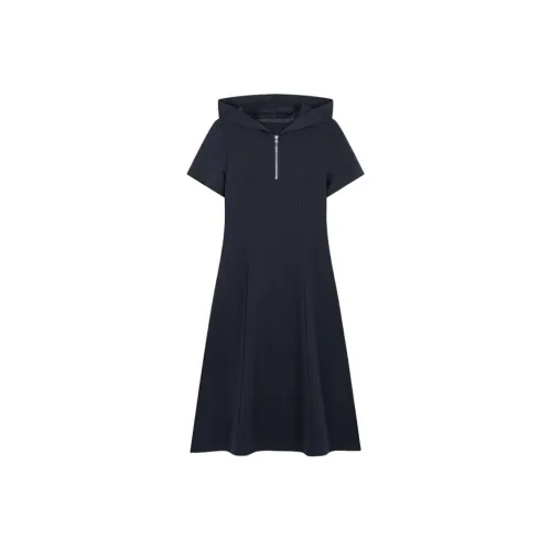 Mo Han Yi Mei Короткий рукав Платье Женское Темно-синий