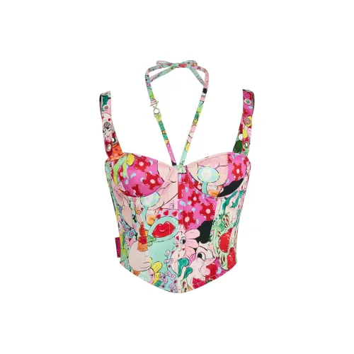 DAPHNE LAB x DUQIURUI LIANMINGKUAN Топ на бретелях Женский Розовый Синий