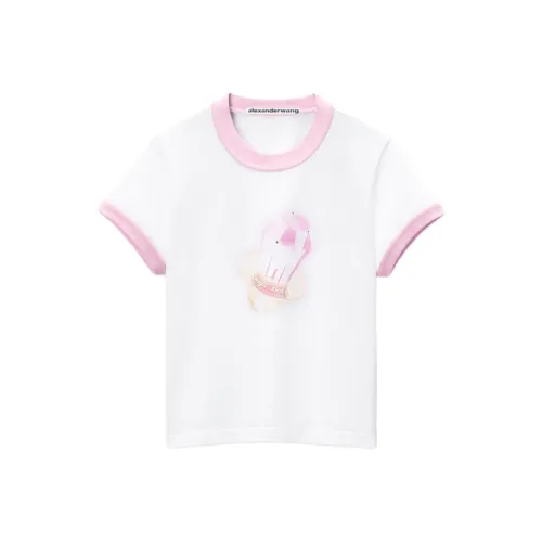 Alexander Wang T-Shirt Женская Белая и Розовая