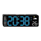 Черный, ракушечный синий, текст [большой экран, HD LED, будильник, погода]