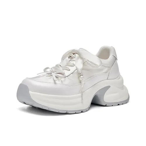 HR Высота Увеличивающие Низкие Топы Толстая Подошва Женские Бежевые