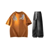 Комплект одежды (Карамельный топ + Черные штаны)