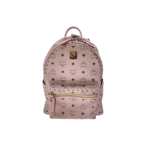 MCM Stark Visetos ПВХ Кожа Рюкзак Женские Мягкий Розовый