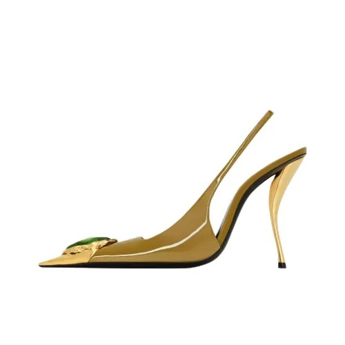 SAINT LAURENT LOULOU Узкий каблук Высокие каблуки 11 см Женские Зеленый