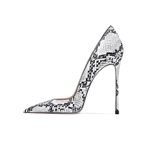 CHUYANG Узкий каблук Высокие каблуки Женские Черный Белый Змеиная кожа с принтом