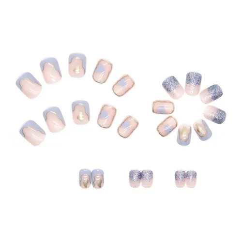 Sweet Pillow House Крем Сердце False Nail Короткий Синий Однотонный Стиль Instagram