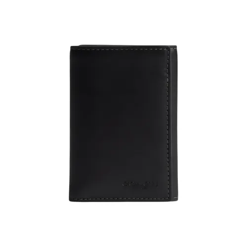 COACH Трехсекционный кошелек из зернистой кожи Mini Мужской Черный