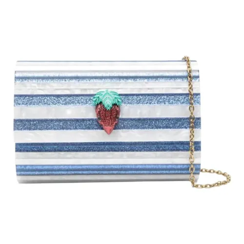 Kurt Geiger London Пластиковый клатч женский синий и белый с полосками