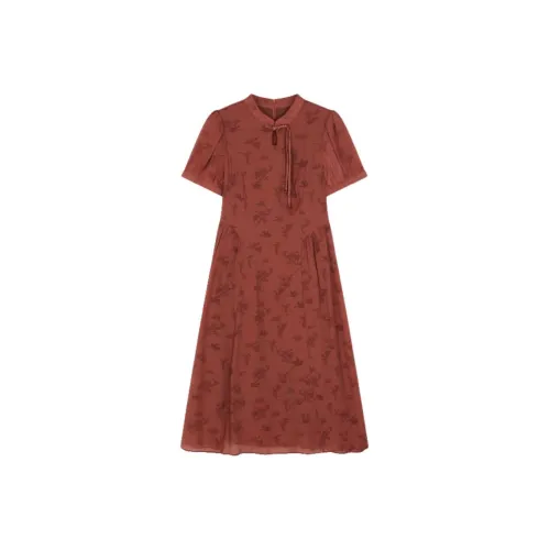 Mo Han Yi Mei Короткий рукав Платье Женское Красное