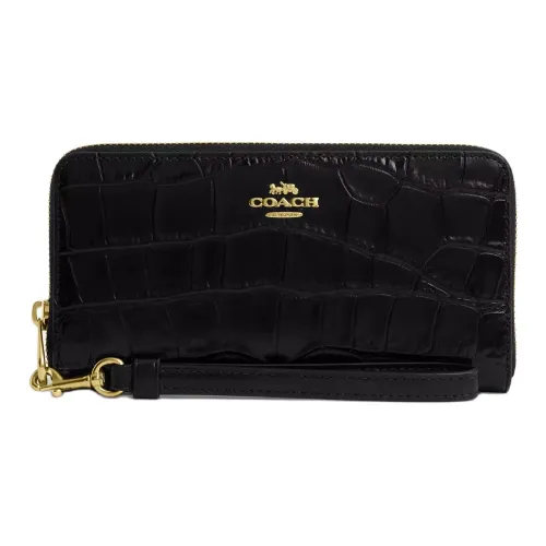 COACH Крокодил Тисненая кожа Кошелек Маленький Женские Черный