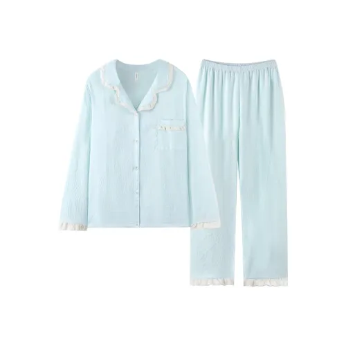 P·KEY Пижамный комплект женский кремовый синий