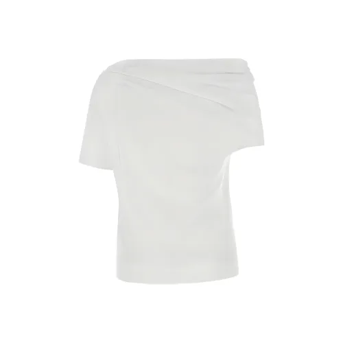 GIVENCHY Однотонная Асимметричная Рубашка с Короткими Рукавами Женская Белая