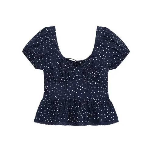 MTHE Рубашка Женская Синяя в Горошек