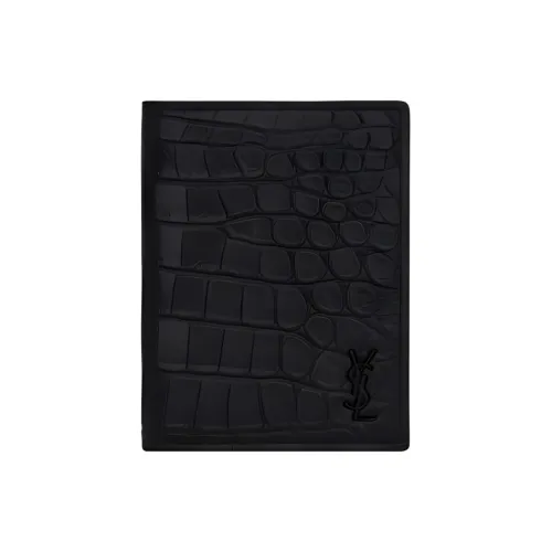 SAINT LAURENT Крокодиловый узор Тисненый Матовая кожа Держатель для карт Держатель для карт Мужской Черный