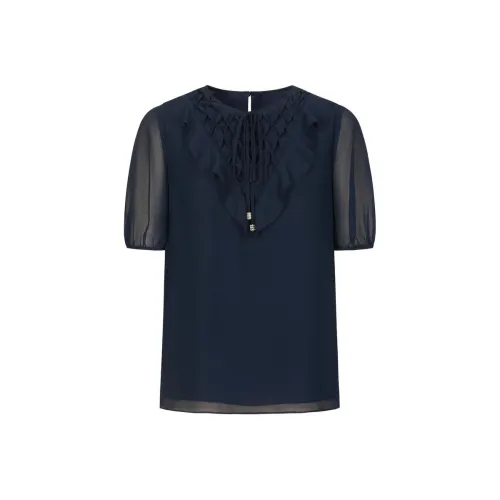 JZ. ANNAKRO Шифон Рубашка Женская Темно-синий