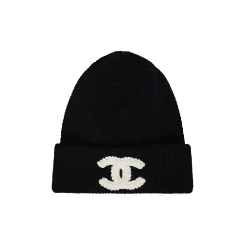 CHANEL Трикотажная ткань Кашемир Шапки-бини Женские Черный Темно-синий