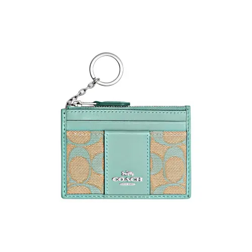COACH Skinny Id Case Кожа Кошелек Картхолдер Мини Женский Многоцветный Зеленый