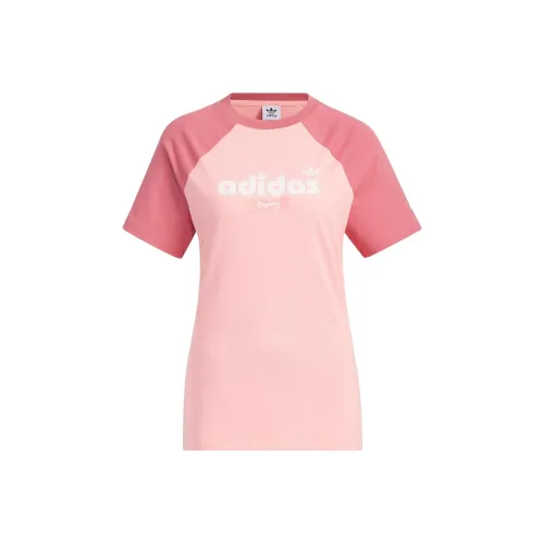 Adidas Originals Ретро T Рубашка Женская Неоновый Розовый Чудеса Красный