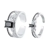 Элегантное черное кольцо + изящное черное кольцо [1 пара]