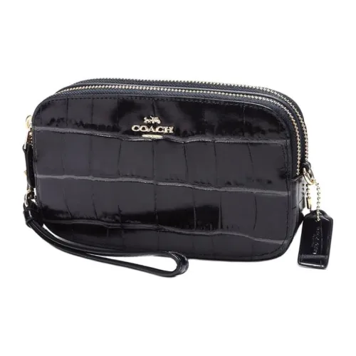 COACH Sadie Крокодиловый узор Кожа Сумка через плечо Маленькая Женская Черная