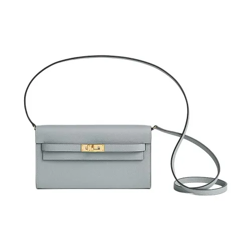 HERMES Kelly To Go Evercolor Коровья кожа Ручная сумка на плечо Женская 8U BLEU Ледниково-голубой