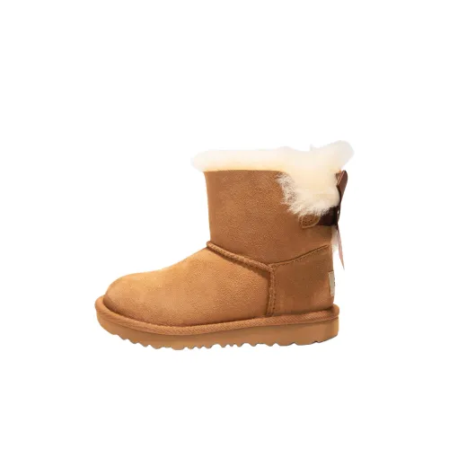 UGG Mini Bailey Bow II противоскользящие термические детские ботинки коричневого цвета для малышей