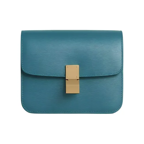 CELINE Классическая Bo Пробка с текстурой Воловья кожа Квадратная сумка Сумка-тоут Сумка через плечо Сумка на плечо Женская Пруссия Синий