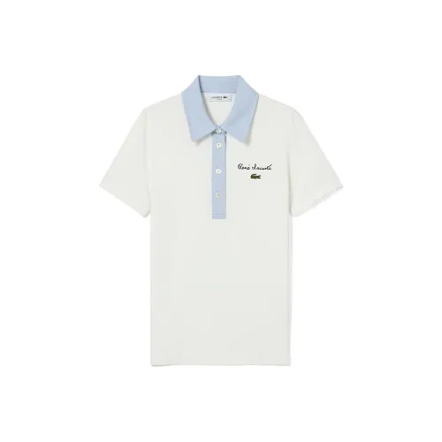 LACOSTE Синий с Белым Lettering Женские Поло