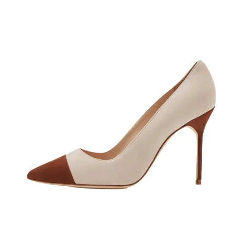 MANOLO BLAHNIK CAPCOUR Узкий каблук Высокие каблуки 10,5 см Женские Бежевый