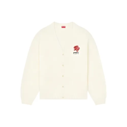 KENZO Drawn VARSITY' Вышитый Унисекс Кардиган Трикотаж Унисекс Экрю