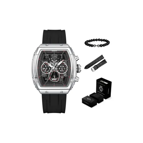 MESDUN Modern Кварцевый механизм Силиконовый ремешок Часы Мужские Черный циферблат