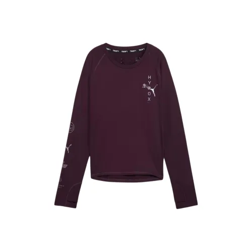 PUMA HYROXCLOUDSPUN FW24 Реглан-рубашка с короткими рукавами Женская Midnight Plum