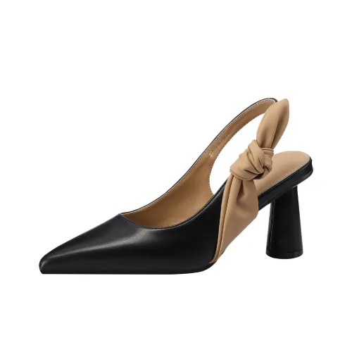 Mulinsen Rear Ажурные Сандалии с Грубым Каблуком Высокие Каблуки Примерно 7,3 см Женские