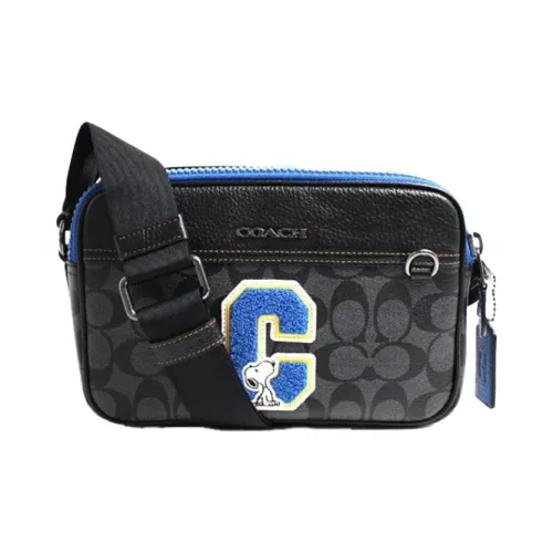 COACH PEANUTS Collaboration Graham Холст с кожей Camera Сумка Сумки через плечо Сумка через плечо Средний Мужской Черный