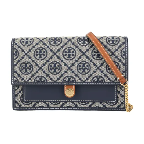 Tory Burch T Monogram Кожаная отделка Сумка через плечо Женская Морской синий