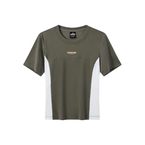 XTEP T-рубашка Женская Темная Вода Зеленый Жемчужный Белый